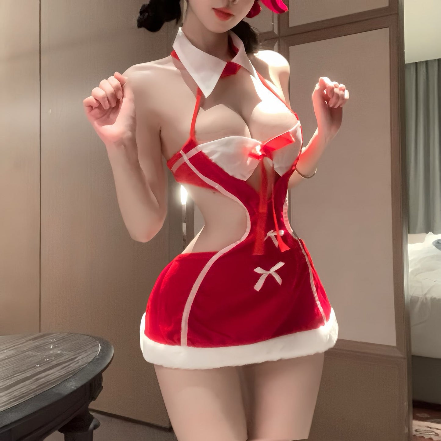 ✨ 聖夜のレディ・サンタガールセット（ケープ付き）