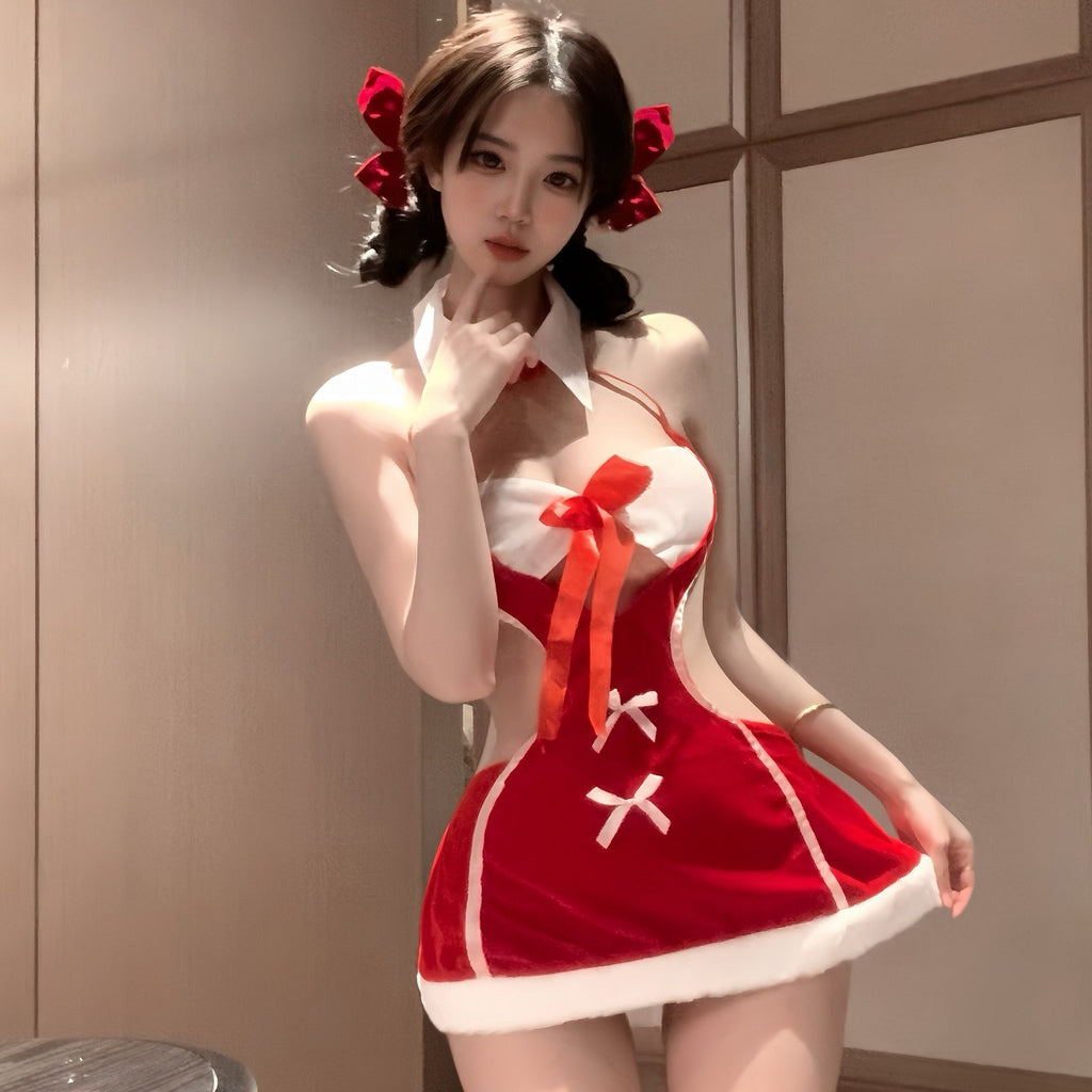 ✨ 聖夜のレディ・サンタガールセット（ケープ付き）