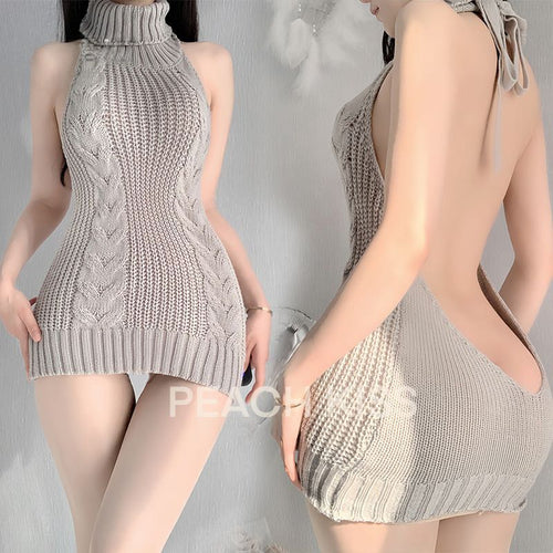 Aria Open-Back Knit Mini Dress